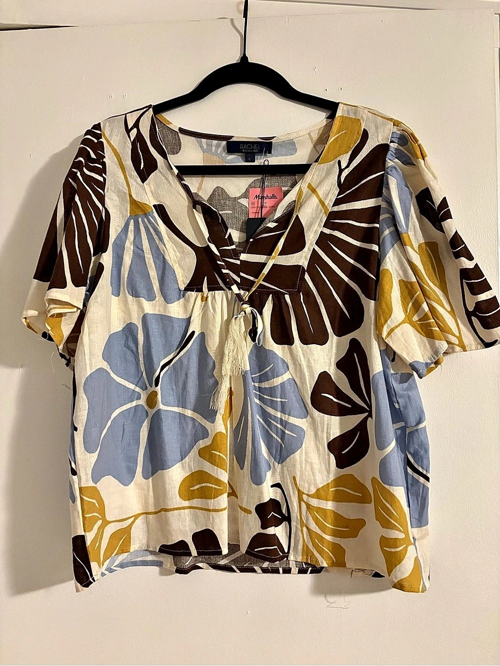 Rachel Roy Abstract Print Blouse in Multicolor Size Large NWT